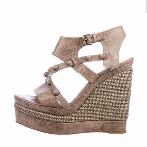 Balancing a Leather Wedge Sandal
